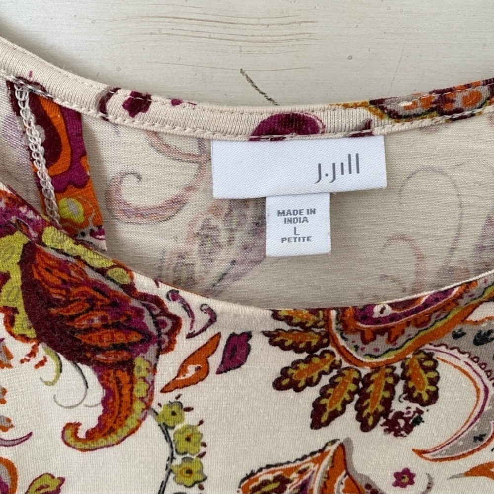 J. Jill Brown Paisley Long-Sleeved Top Sz LP Falls Colors soft comfy - Picture 5 of 8